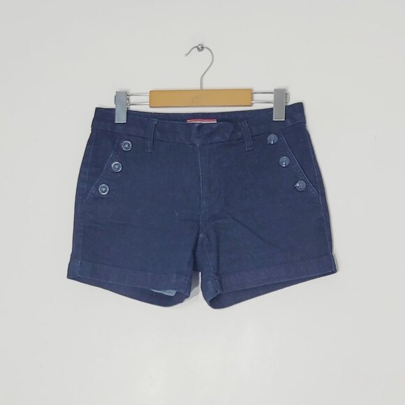 Tommy Women's Blue Cotton Blend Pockets Denim Flat Front Chino Short Size 0 - Picture 1 of 12